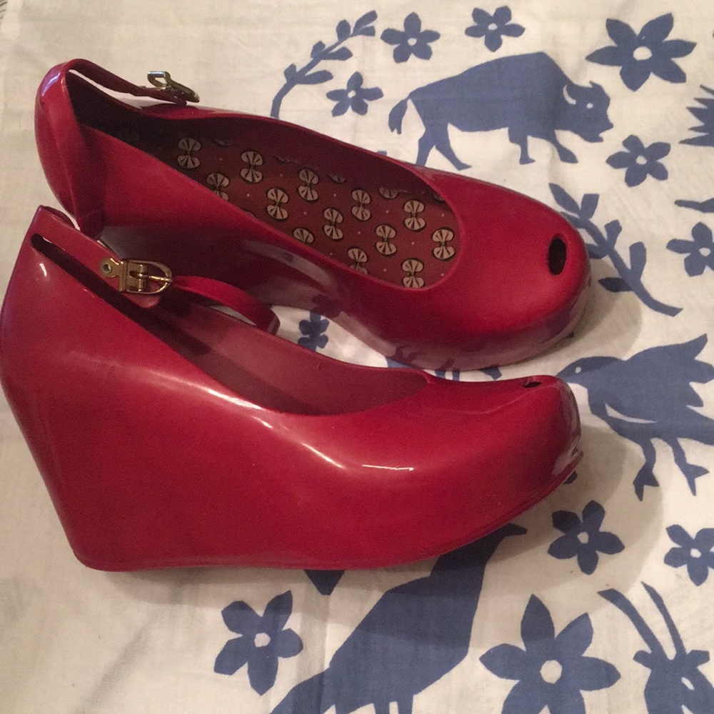 Mel by Melissa platform wedges with ankle strap.